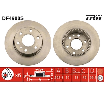 Brzdový kotúč TRW DF4988S