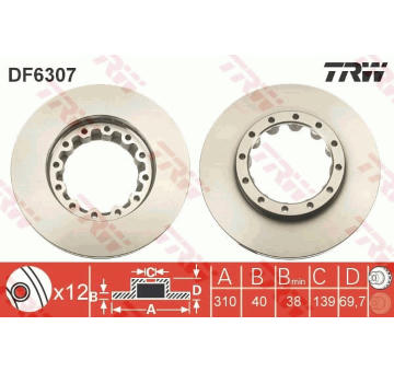 Brzdový kotúč TRW DF6307S