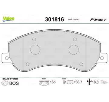 Sada brzdových platničiek kotúčovej brzdy VALEO 301816