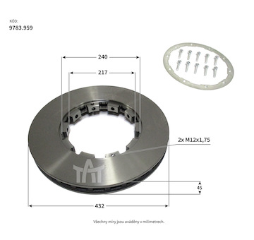 Kotuc brzdovy DAF XF/CF PN + ZN + montazna sada