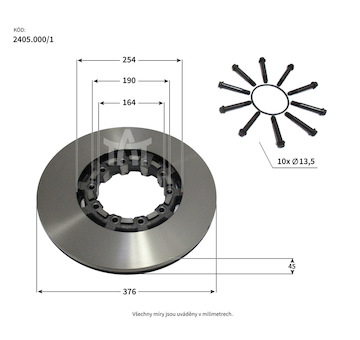 Kotuc brzdovy SAF INTEGRAL 19,5 + montazne skrutky
