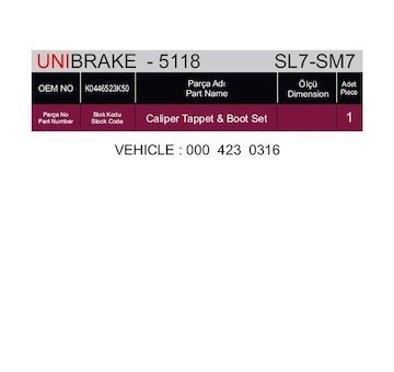 Opravná sada brzdového strmeňa UNIBRAKE UNB5118