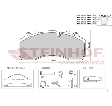 Sada brzdových platničiek kotúčovej brzdy STEINHOF SM448-P