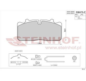 Sada brzdových platničiek kotúčovej brzdy STEINHOF SM475-Z