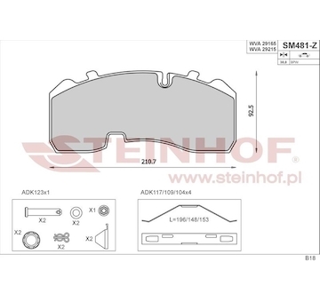 Sada brzdových platničiek kotúčovej brzdy STEINHOF SM481-Z