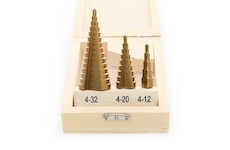 Stupnove vrtaky sada 3ks 4-32mm
